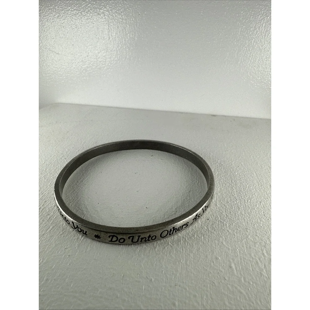 Do Unto Other As You Would Have Them Do Unto You Bracelet Silver Tone‎ Clamper.